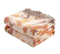 VANJOROY 100% Organic Cotton Sofa Large Bed Throw Blanket-150x200cm, Bohemian Double-sided Soft Luxury Floral Throw for Single Seater Settees Armchair Couch and Bedspread.