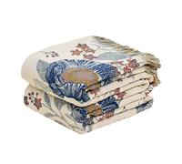 VANJOROY 100% Organic Cotton Sofa Large Bed Throw Blanket, Butterfly Soft Double-sided Luxury Throw for 2 3 Seater Settees Armchair Couch and Bedspread.150x200cm-Beigewhite/Red