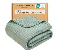 VANJOROY 9-Layer Muslin Throw Blanket King 90" x 108" Teal, 100% Cotton Organic Breathable Lightweight Large Throw for Couch Bed Quilt and Bedspread - All Season Muslin Soft Gauze Blanket