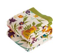 VANJOROY Boho Throw Blanket, 100% Organic Cotton Breathable Ultra Soft 91" x 98" Bed Quilt Throw - All Season Floral Rustic Farmhouse Decor Luxury Reversible Blanket for Sofa Couch Chair and Gift