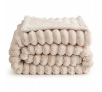 VANJOROY Fleece Blanket Throw for Sofa and Bed, 300GSM Lightweight Khaki blanket 130x170cm, 100% Microfiber Fuzzy Fluffy Soft Warm Cozy Large Throw for Settees Chair Travel Gift