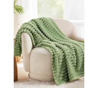 VANJOROY Fleece Fluffy Blanket Large Throw for Sofa and Bed, 300GSM Lightweight blanket 100% Microfiber Fuzzy Soft Warm Cozy Luxury Throw for Settees Chair Travel Gift. Sage Green-200x230cm