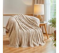 VANJOROY Fleece Fluffy Blanket Large Throw for Sofa and Bed, 300GSM Lightweight blanket 100% Microfiber Fuzzy Soft Warm Cozy Luxury Throw for Settees Chair Travel Gift. Khaki-150x200cm