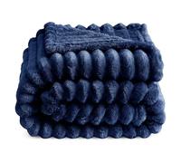 VANJOROY Fleece Fluffy Blanket Large Throw for Sofa and Bed, 300GSM Lightweight blanket 100% Microfiber Fuzzy Soft Warm Cozy Luxury Throw for Settees Chair Travel Gift. Navy Blue-130x170cm
