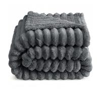 VANJOROY Fleece Fluffy Blanket Large Throw for Sofa and Bed, 300GSM Lightweight blanket 100% Microfiber Fuzzy Soft Warm Cozy Luxury Throw for Settees Chair Travel Gift. Grey-200x230cm