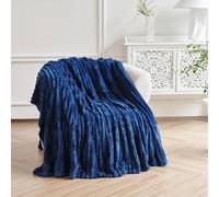 VANJOROY Fleece Fluffy Blanket Large Throw for Sofa and Bed, 300GSM Lightweight blanket 100% Microfiber Fuzzy Soft Warm Cozy Luxury Throw for Settees Chair Travel Gift. Navy Blue-200x230cm