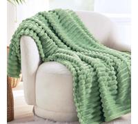 VANJOROY Fleece Fluffy Blanket Large Throw for Sofa and Bed, 300GSM Lightweight Sage Green blanket, 100% Microfiber Fuzzy Soft Warm Cozy Luxury Throw for Settees Chair Travel Gift-130x170cm