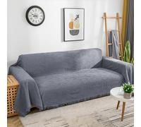 VANJOROY Large Grey Sofa Throw Blanket with Tassels For Single 2 Seater, 100% Handwoven Cotton Knitted Settees Throw for Couch, Armchair and Bed,130×180cm