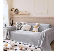 VANJOROY Waffle Large Grey Sofa Throw Blanket With Tassels For 2 3 4 Seater, 100% Handwoven Cotton Knitted Settees Throw for Couch, Armchair and Bed,230×340cm-Light Grey