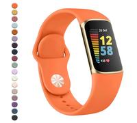 Vanjua Band Compatible with Fitbit Charge 6 Bands Women Men, Soft Silicone Adjustable Waterproof Sport Replacement Wristbands Strap for Fitbit Charge 6 / Charge 5 Fitness Tracker Accessories (Orange)