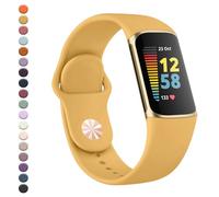 Vanjua Band Compatible with Fitbit Charge 6 Bands Women Men, Soft Silicone Adjustable Waterproof Sport Replacement Wristbands Strap for Fitbit Charge 6 / Charge 5 Fitness Tracker Accessories (Yellow)