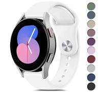 Vanjua Bands Compatible with Samsung Galaxy Watch 5 Band 40mm 44mm, Galaxy Watch 5 Pro Bands 45mm, 20mm Soft Silicone Sport Replacement Strap for Galaxy Watch 5 Band Women Men (White)