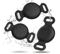 Vanjua Case for Airtag Cat Collar Holder, 3 Pack Soft Silicone Anti-Lost Waterproof Protective Case Cover Compatible with Apple Airtag 2nd & 1st Gen, for Pet Cat Collars Holder (Black+Black+Black)