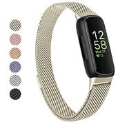 Vanjua Fitbit Inspire 3 Wristband for Women Men Stainless Steel Metal Mesh Loop Adjustable Magnetic Replacement Wristband Compatible with Fitbit Inspire 3 Fitness Tracker, Champagne/gold, Classic