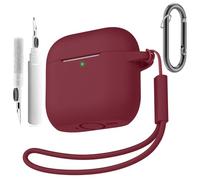 Vanjua for AirPods 4 Case, Soft Silicone Protective Cover with Cleaning Kit & Keychain Compatible Apple AirPods 4th Generation Protective Case Cover (Wine Red)