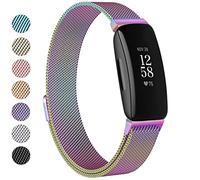 Vanjua for Fitbit Inspire 2 Bands Women Men, Stainless Steel Metal Mesh Loop Adjustable Magnetic Wristband Replacement Strap for Fitbit Inspire 2 Fitness Tracker (Small, Colorful)