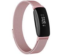 Vanjua for Fitbit Inspire 2 Bands Women Men, Stainless Steel Metal Mesh Loop Adjustable Magnetic Wristband Replacement Strap for Fitbit Inspire 2,Inspire HR,Inspire Fitness Tracker (Large, Rose Pink)