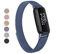 Vanjua for Fitbit Inspire 3 Bands Women Men, Stainless Steel Metal Mesh Loop Adjustable Magnetic Wristband Replacement Straps Compatible with Fitbit Inspire 3 Fitness Tracker (Sapphire Blue)