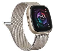 Vanjua Metal Strap for Fitbit Sense 2 / Sense Bands, Fitbit Versa 4 / Versa 3 Bands Women Men, Stainless Steel Mesh Magnetic Replacement Strap Compatible with Fitbit Sense 2 / Versa 4 Smartwatch