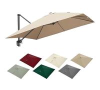 Vankaria Square Cantilever Parasol Replacement Canopy, 8 Ribs Offset Patio Umbrella Top Cover, Durable Polyester Fabric for Hanging Outdoor Garden Balcony, 2.5x2.5m Canopy Only,Khaki