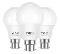 Vanke Bayonet Light Bulb 60w Equivalent, B22 A60 LED Bulbs Warm White 2700K, Non-Dimmable 9w BC Energy Saver Lightbulb, 806 Lumen, 3-Pack