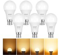 Vanke Dimmable Bayonet Light Bulb, 8W (Equivalent to 60W), B22 LED Dimmable Light Bulb, Warm White 2700K, 806 Lumen BC A60 GLS Energy Saving Lightbulb, Pack of 6