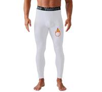 VanKee Men's Thermal Underwear Long Johns Base Layer Bottoms Thermals Leggings Quick Dry High Stretch Winter Sports Trousers Men Warm Pant for Running Ski Indoor Cycling White