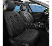 Vankerful Car Seat Covers Front Pair,Universal Fit For Most Cars,SUV,Sedans and Pick-up Trucks,Automotive Faux Leather Vehicle Cushion Covers(Front Pair,Black)