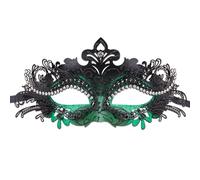 Vanki 1 PCS Masquerade Mask Laser Cut Metal Shiny Rhinestone Party Mask,Green&Black