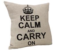 Vanki Letters Printed serial Cotton Linen Square Decorative Throw Pillow Case Cushion Cover 18 x 18 inches, keep clam character and crown pattern