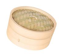 VANKOA 6-Inch / 7-Inch / 8-Inch Bamboo Steamer - Food Cooking - Great for Dumplings, Vegetables, Chicken, Fish, Steam Rice - Brown+Brown, 18cm