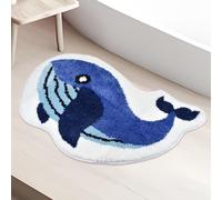 Vanleonet Blue Whale Bath Mat Cute Bathroom Rugs Non Slip Machine Washable Microfiber Shower Rug Fun Animal Bathmats for Kids Room, Bedroom, Kitchen 30”x20”