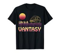 Vanlife Life is a Vantasy Retro Yellow Camper Van sunset T-Shirt