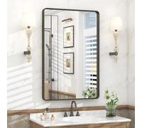 VANLIO 24x36 Inch Bronze Framed Bathroom Mirror, Rectangle Brushed Bronze Metal Vanity Mirror, Small Modern Wall Mirror, Rounded Corner, Tempered Glass, Anti-Rust, Shatterproof (Horizontal/Vertical)