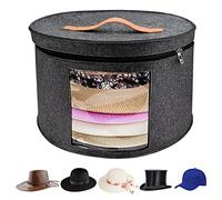 VanlonPro Large Hat Storage Box for Women & Men, 16" D x 10" H Hat Box Organizer，Foldable Round Travel Hat Boxes with Dustproof Lid, Stuffed Toy Storage Bin Bag (Dark Gray)
