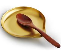 VanlonPro Stainless Steel Spoon Rest, Spatula Ladle Holder, Stainless Steel Utensil Spoon Rest Holder, Brushed Finish, Dishwasher Safe 5.9 x 5.1 Inch (Round Gold 1PC)