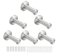 Vanloory Bath Towel Hooks, 6 Pack Round Coat Hooks, Sturdy Wall Mounted Robe Hook, SUS 304 Stainless Steel Heavy Duty Clothes Hanger, Wall Hooks for Bathroom Bedroom Kitchen (3 in, Brushed)