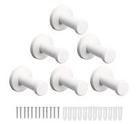 Vanloory Bath Towel Hooks, 6 Pack Round Coat Hooks, Sturdy Wall Mounted Robe Hook, SUS 304 Stainless Steel Heavy Duty Clothes Hanger, Wall Towel Hooks for Bathroom Bedroom Kitchen (2 in, White)