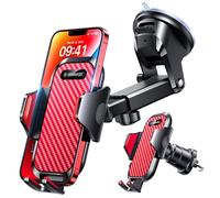 VANMASS 2026 BEST Car Phone Holder [Upgraded Suction&Clip] Military-Grade Rotatable Universal Mobile Mount for Dashboard Windscreen Vent, Van Stand Cradle for iPhone 17 16 15 Samsung,Red