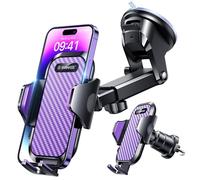 VANMASS 2026 BEST Car Phone Holder [Upgraded Suction&Clip] Military-Grade Rotatable Universal Mobile Mount for Dashboard Windscreen Vent, Van Stand Cradle for iPhone 17 16 15 Samsung,Purple