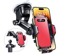 VANMASS Car Phone Holder 2026 BEST【85+ lbs Strongest Suction & Vent Clip】True Military-Grade Patent Universal Mobile Vehicle Mount Dashboard Windscreen Van Cradle for 17 Pro Max 16 15 14 Samsung, Red