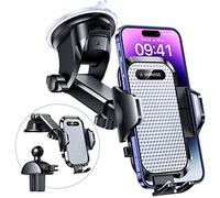 VANMASS No.1 BEST Car Phone Holder [Ultimate True Military-grade] Universal Mobile Cell Windscreen Dashboard Cradle Upgraded Suction & Clip Vent Van GPS Vehicle Mount for iPhone All Smartphones,Silver