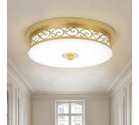 VanMe Vintage Flush Mount Ceiling Light, 30cm Gold Ornate Carved LED Ceiling Lamp, 18W 3000K Warm White Frosted Glass Shade, Low Profile Lighting for Bedroom Hallway(6000k Cool White,Gold 30cm/18w)