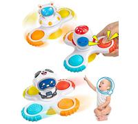 Vanmor Suction Cup Spinner Toys for Baby, 3Pcs Fidget Spinner Spinning Top Suction for Bath Window High Chairs Plane Travel, Dimple Fidget Pop Up Sensory Toys for Toddlers 1-3 Birthday Gifts