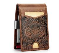 VANNANBA Genuine Leather Western Wallet for Men - Bifold Design, RFID Blocking, Cowboy Style, Gift Box Included, Slim & Durable, Brown, Classic