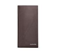 VANNANBA Long Slim Wallet for Men RFID Blocking Leather Checkbook Wallet,Thin Bifold Credit Card Holder with ID Window & Gift Box, Dark Brown-2, 7.4 x 3.62 x 0.47 inches, Casual