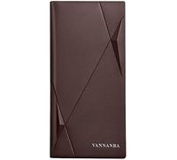 VANNANBA Long Slim Wallet for Men RFID Blocking Leather Checkbook Wallet,Thin Bifold Credit Card Holder with ID Window & Gift Box(Dark Brown)