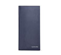 VANNANBA Long Slim Wallet for Men RFID Blocking Leather Checkbook Wallet,Thin Bifold Credit Card Holder with ID Window & Gift Box, Dark Blue-2, Casual