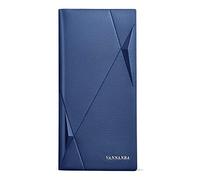 VANNANBA Long Slim Wallet for Men RFID Blocking Leather Checkbook Wallet,Thin Bifold Credit Card Holder with ID Window & Gift Box, Sea Blue, Casual