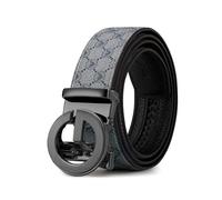 VANNANBA Men's Designer Ratchet Belt with Adjustable Automatic Buckle,Durable Leather,Trim to Fit,Gift for Men, Gun, 36"-42" Waist